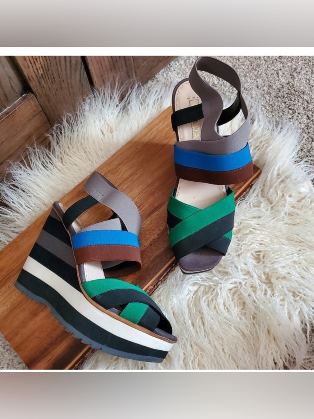 Prada Multicolor Wedges Size 40 EUC $875 Retail